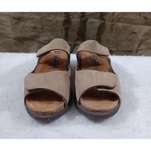 Mephisto Tan Adj Double Strap Sandals Slide Shoes Wedge Heels Women US 4.5 USED